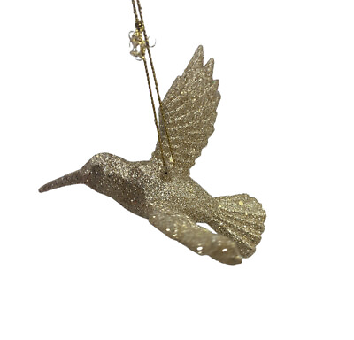 #ad Silver Tree NWT Glittered Plastic Hummingbird Christmas Ornament Gold 5 in $9.99
