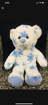 #ad Build A Bear 17” Snow Hugs Stuffed Plush Teddy White Blue Snowflake 2010 NIP BAB $10.00