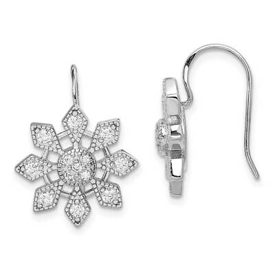 #ad Sterling Silver CZ Snowflake Earrings 1.3quot; $120.80