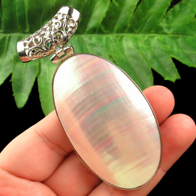 #ad Tibetan silver Flower Wrapped White Shell Oval Pendant Bead Q12023 $11.61