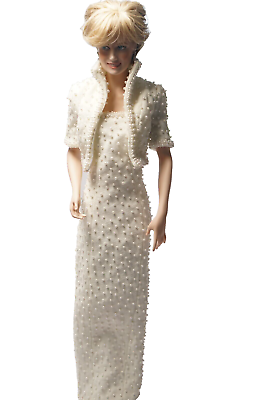 #ad The Franklin Mint Diana Princess of Wales Porcelain Portrait Doll Pearl Dress $44.95
