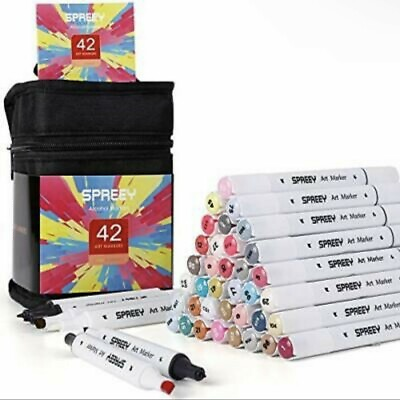 #ad SPREEY 42 Colors Alcohol Markers Dual Tip Art Markers for Coloring SPR MK 03 $15.95