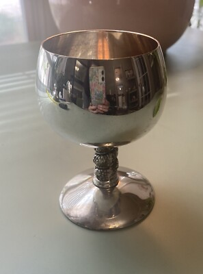 #ad 1 One Vintage Wine Goblet Made in Spain Silver Plated $20.00