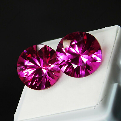 #ad #ad 20 Carat Pink Rubellite Natural Tourmaline CERTIFIED Gemstone Pair Round Cut $32.79