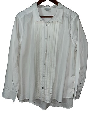 #ad Sundance Catalog White Button Down Tuxedo Style Tunic Size XL AA103 $31.00
