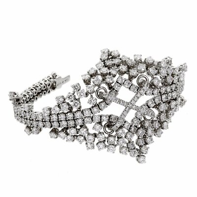 #ad Estate Petite Ladies Flexible Diamond Tennis White Gold Bracelet 18k $19200.00