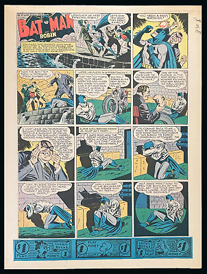 #ad RARE BATMAN amp; ROBIN Sunday Page #84 6 10 1945 By BOB KANE AWESOME $49.95