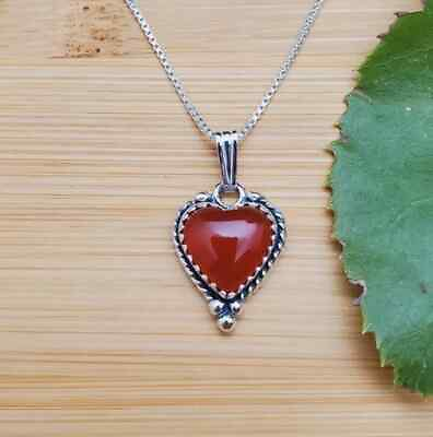 #ad Heart Shape Red Carnelian Gemstone 925 Sterling Silver Handmade Pendant AC 75 $17.92