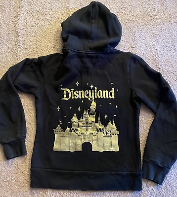 #ad Disneyland Resort gold castle Bedazzled Black Hoodie Size Small $14.50