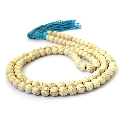 #ad 8mm White Howlite Turquoise 108 Prayer Beads Tibet Buddhist Mala Necklace $6.29