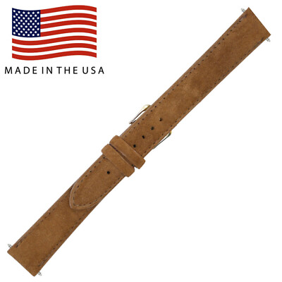 #ad 18mm Cognac Brown Genuine Suede LONG Watch Strap MADE IN THE USA 3870 $12.95