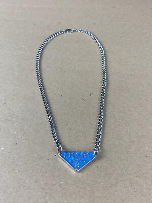 #ad PRADA Blue Pendant Tag Designer Silver Necklaces amp; Pendants $108.75