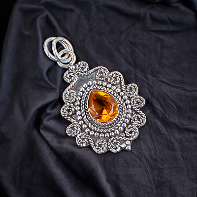 #ad Citrine Gemstone 925 Silver Pendant Handmade Jewelry Pendant For Gift 1.55quot; $11.95