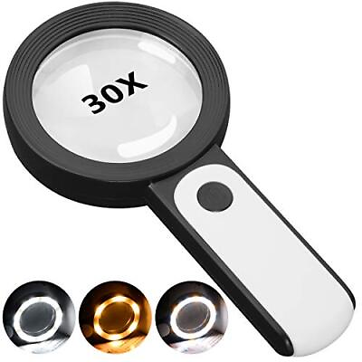 #ad JMH Magnifying Glass with Light 30X Handheld Large Magnifying Glass 18LED Cold $18.45