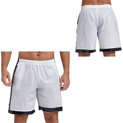 #ad Mens Shorts Loose Trunks Wet Look Short Pants Swim Underpants Beachwear Boxer $7.43