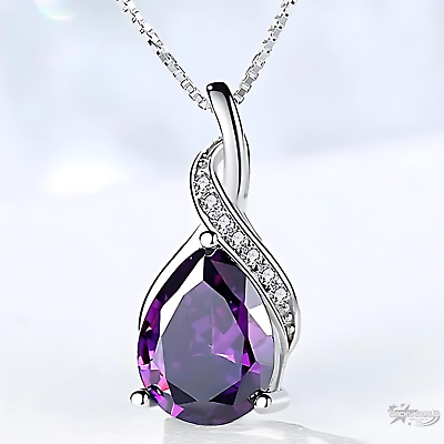 #ad Amethyst Pendant Necklace 925 Sterling Silver Purple Amethyst Necklace For Women $14.81