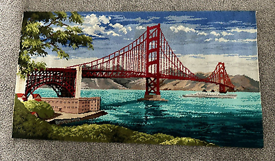 #ad VINTAGE Golden Gate Bridge SAN FRANCISCO CALIF Wall Hanging MADE IN ENGLAND $85.00