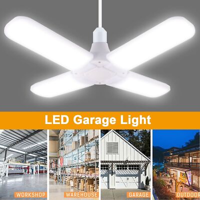 E27 Deformable LED Garage Light Bulb Ceiling Fixture Lights Shop Workshop Lamp $8.45