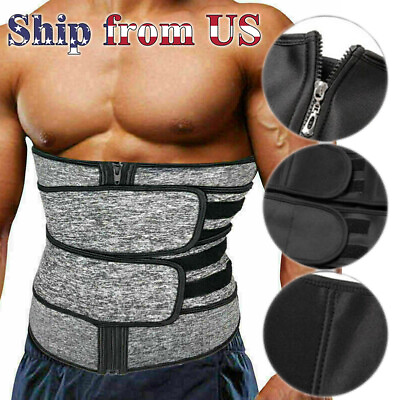 #ad Men Waist Trainer Body Training Shaper Sweat Belt Tummy Control Cincher Girdle $13.99
