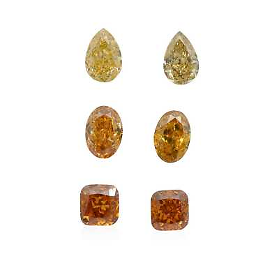 #ad 1.67 Carat Natural Diamonds Set of 6 Fancy Orange Brown Yellow Handmade Jewelry $2171.00