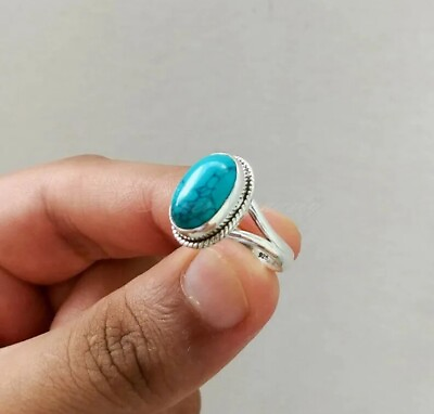 #ad Turquoise Ring 925 Sterling Silver Band Ring Statement Handmade Jewelry JSS29 $12.72