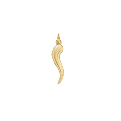 #ad 14K Yellow Gold Italian Horn Cornicello Charm Pendant $69.99