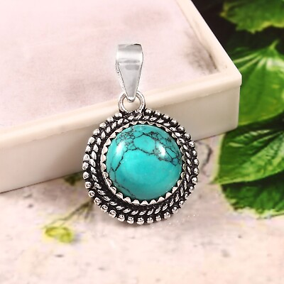 #ad Turquoise Gemstone 925 Sterling Silver Plated Handmade Pendant Jewelry 1quot; $12.92