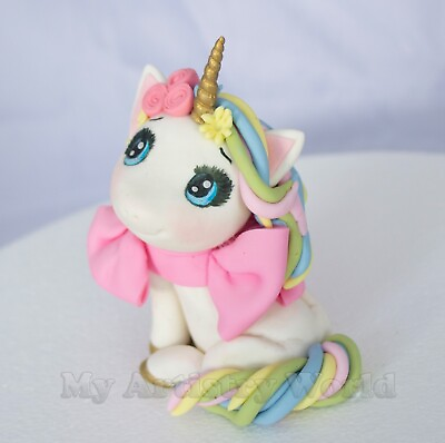 #ad Edible 3D fondant gum paste unicorn cake topper. Unicorn edible figurine $45.00