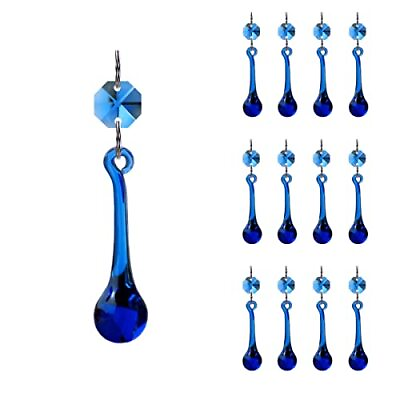 #ad 12pcs Raindrop Crystal Chandelier Prisms Parts 53mm Hanging Crystals Mid Blue $24.28