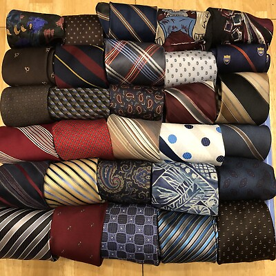 #ad LOT of 30 VINTAGE TIE NECKTIES Various Colors Patterns Styles and Fabrics $29.99