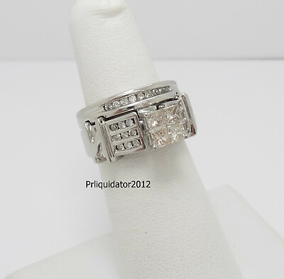 #ad 1CT Diamond Halo Solitaire Engagement Wedding Ring Bridal Set 14K White Gold $699.99