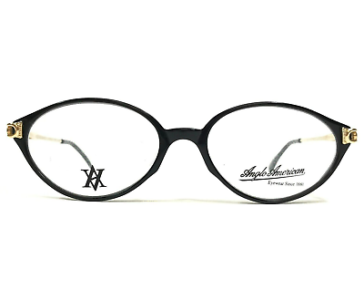 #ad Anglo American Eyeglasses Frames MOD.7102 BLK Black Gold Oval 54 17 135 $199.99