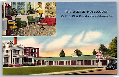 #ad Postcard Aldred Hotelcourt Statesboro Georgia linen G166 $5.97
