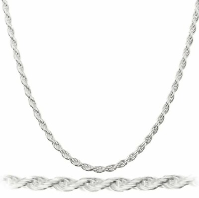 #ad 3MM Solid 925 Sterling Silver Italian DIAMOND CUT ROPE CHAIN Necklace ITALY $36.95