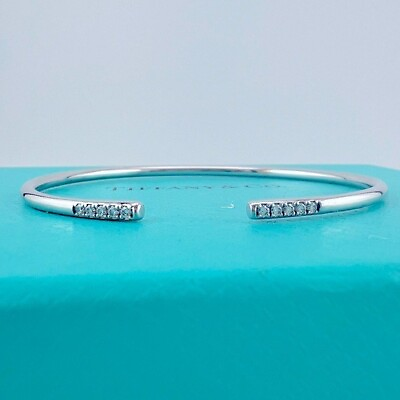 #ad RARE Tiffany amp; Co. Metro Diamond Wire Cuff Bracelet in 18k White Gold $1850.00