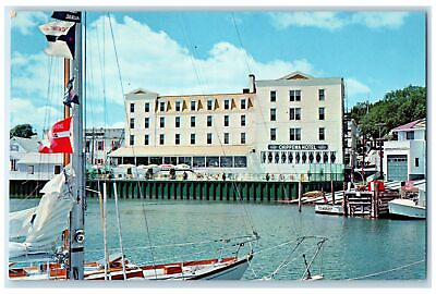 #ad c1950#x27;s The Chippewa Motel amp; Restaurant Sailboat Mackinac Michigan MI Postcard $9.95