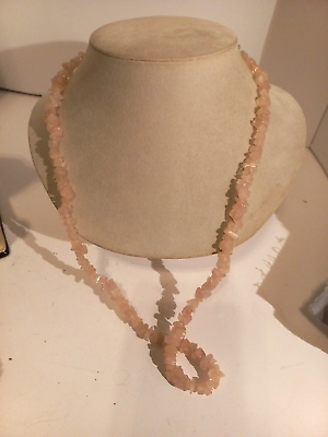 #ad Rose Quartz Necklace Natural Tumbled Stone $13.85