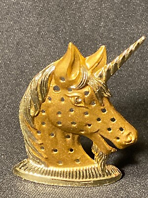 #ad Vintage 3.5quot; Torino Gold Plated Unicorn Pierced Earrings Holder Stand $19.95