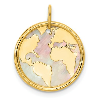 #ad 14K Yellow Gold Polished Mother of Pearl Earth Pendant $206.95