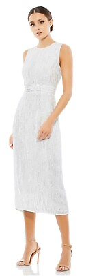 #ad WHITE BEADED SLEEVELESS MIDI SHEATH DRESS SIZE 6 NEW WITH TAGS $189.00