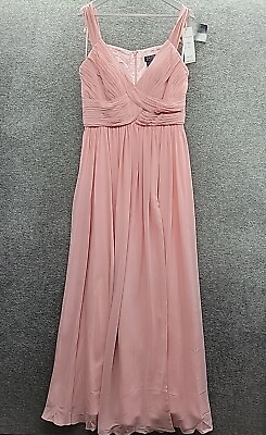 #ad Basix Black Label Gown Dress Women#x27;s 14 Pink Off Shoulder Multi Pleated NWT $79.99