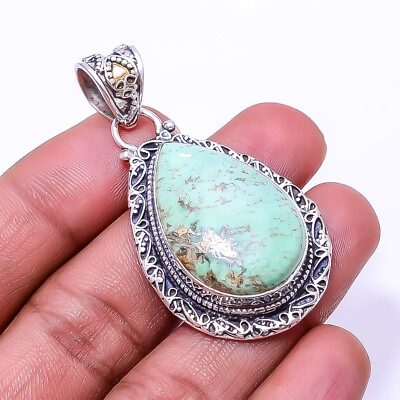 #ad Variscite Green Turquoise Fine Art 925 Sterling Silver Pendant 2.03quot; P45 $23.73
