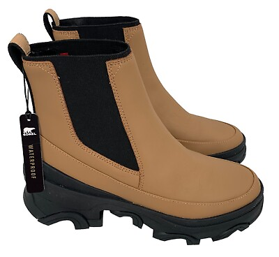 #ad NEW SOREL Boots Womens Brex Waterproof Chelsea SIZE 9 Tawny Buff Black $76.00