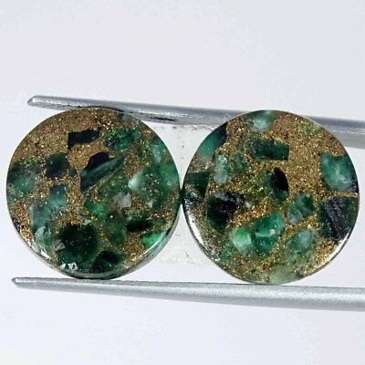 #ad #ad 14.80Cts Natural Emerald Copper Turquoise Pair Round Loose Gemstones $8.99