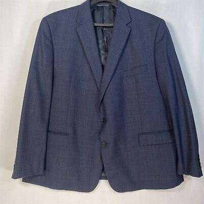#ad Lauren Ralph Black Label Wool Sports Coat Men 52R Lined Double Vent Blue Plaid $174.99