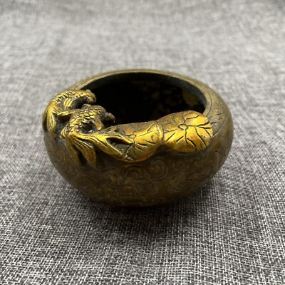 #ad Old Chinese copper gilt handmade Goldfish jar pots brush wash 8216 $56.99