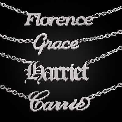 #ad Personalized Name Pendant Necklace Chain Stainless Steel Customized Font Jewelry $13.49
