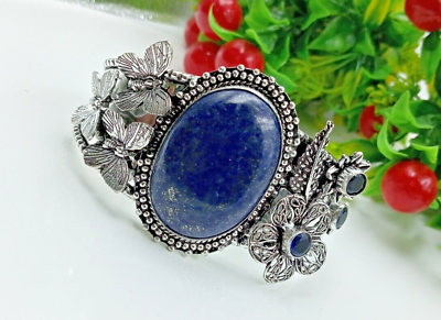 #ad 925 Sterling Silver Lapis Lazuli amp; Topaz Gemstone Handmade Jewelry Bracelet $22.20