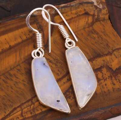 #ad Rainbow Moonstone 925 Silver Plated Handmade Earrings of 1.5quot; $3.59