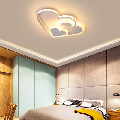 #ad Acrylic LED Ceiling Fixture Heart Shape Chandelier Dimmable Bedroom Living Room $76.81